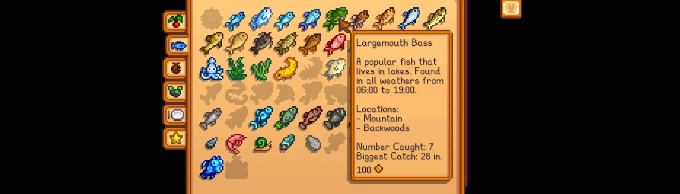 Stardew Valley fish guide