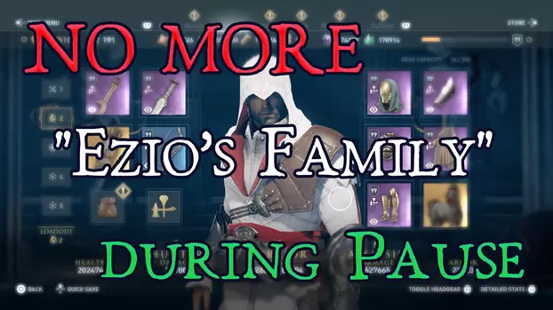 No More Ezios Family During Pause Screen